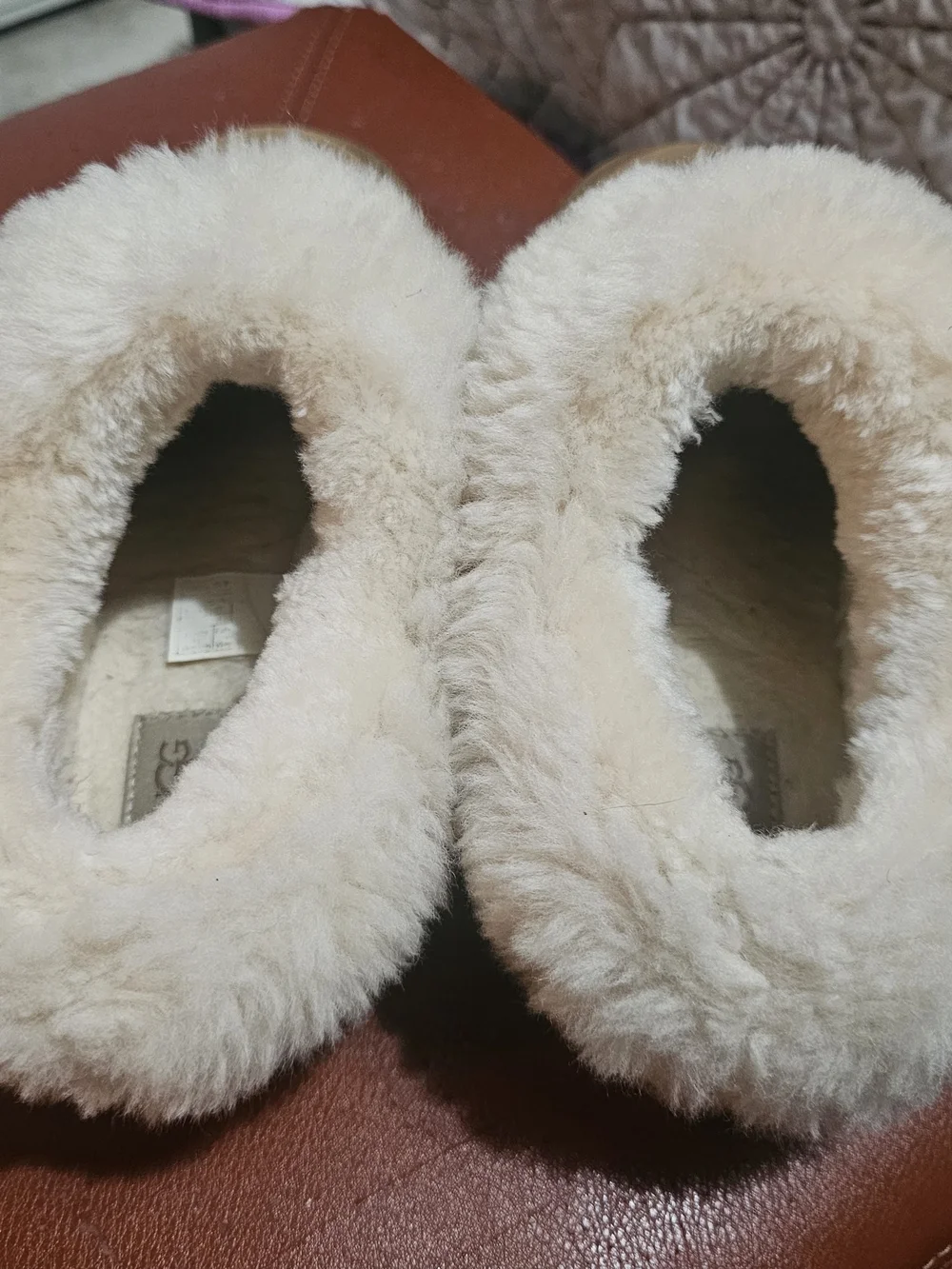 UGG Tazzlita platform slippers in chestnut suede feature a plush Size 4 Youth